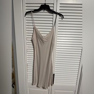 Zara Cream Backless Slip Dress with one silver strap